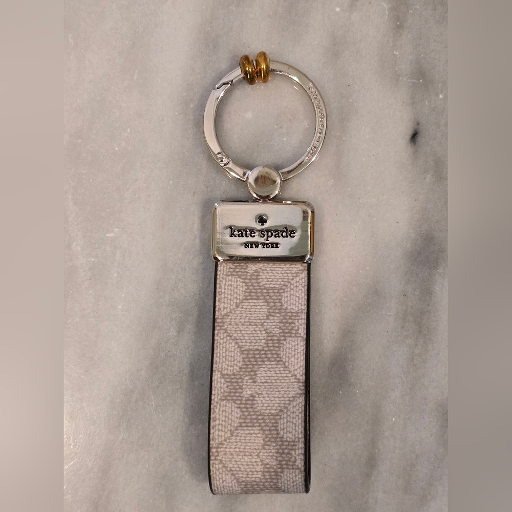 Kate Spade Silver and Gold Key Holder with Patterned Strap
